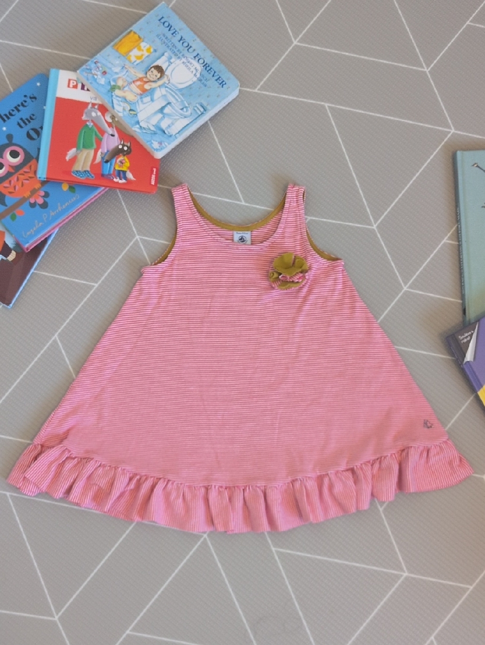 🇫🇷 Petit Bateau ⛵ - Red And White Stiped Dress To Tunic